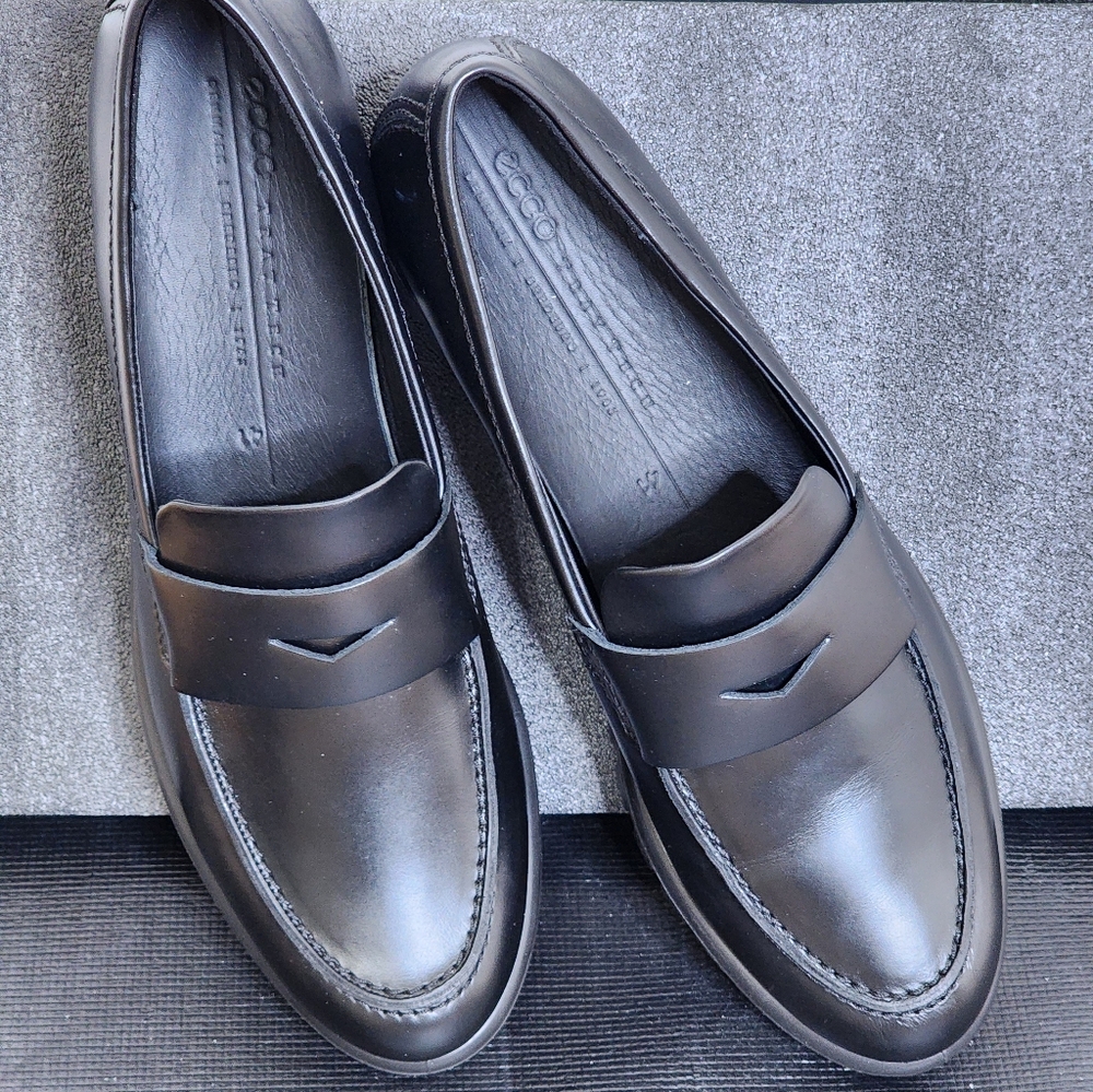 Ecco ModTray Women's Black Leather Penny Loafer Size 41EU/10-10.5US - Picture 8 of 13